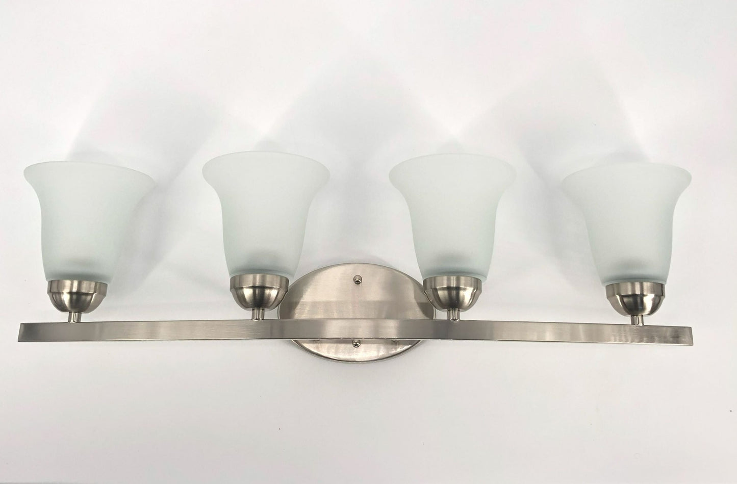 4-Light Iron Glass Brushed Nickel Vanity Light