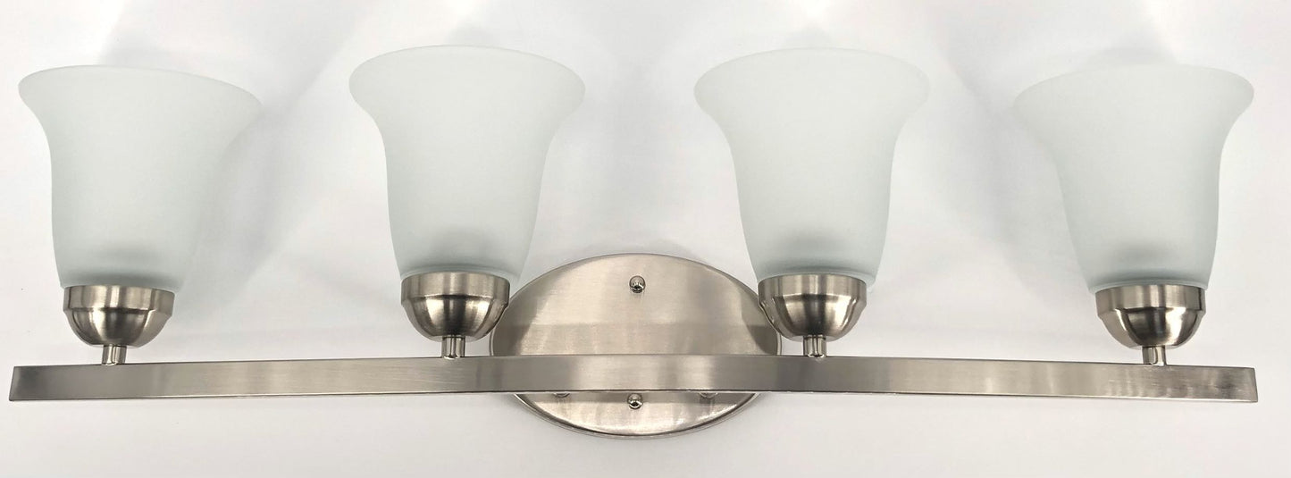 4-Light Iron Glass Brushed Nickel Vanity Light