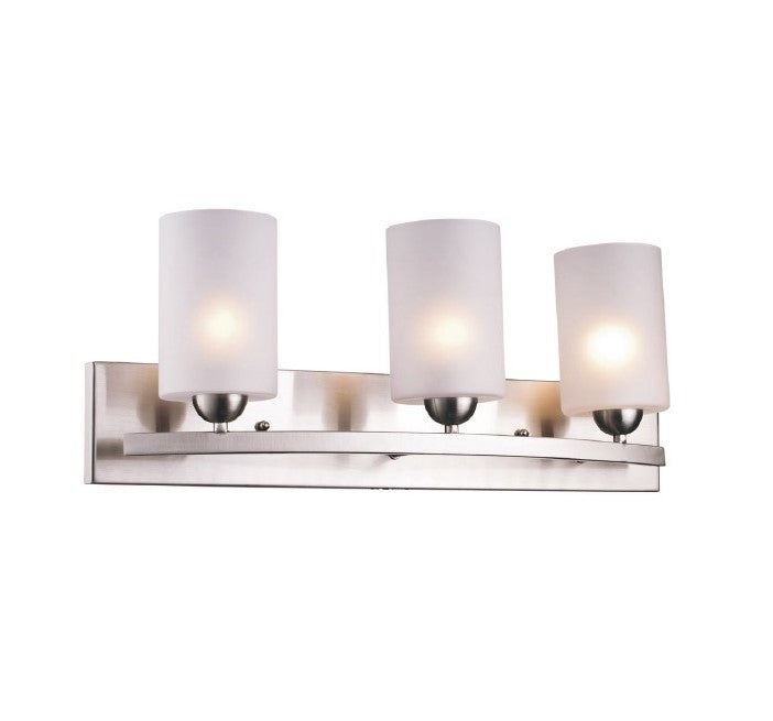 3-Light Iron Glass Brushed Nickel Vanity Light