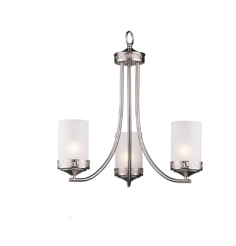 3-Light Iron Glass Brushed Nickel