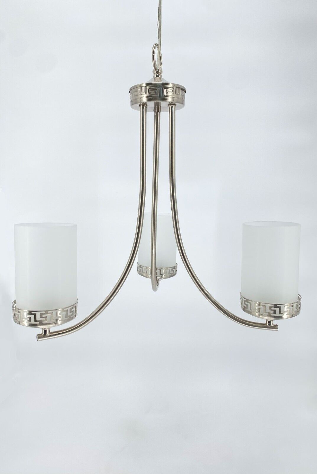 3-Light Iron Glass Brushed Nickel