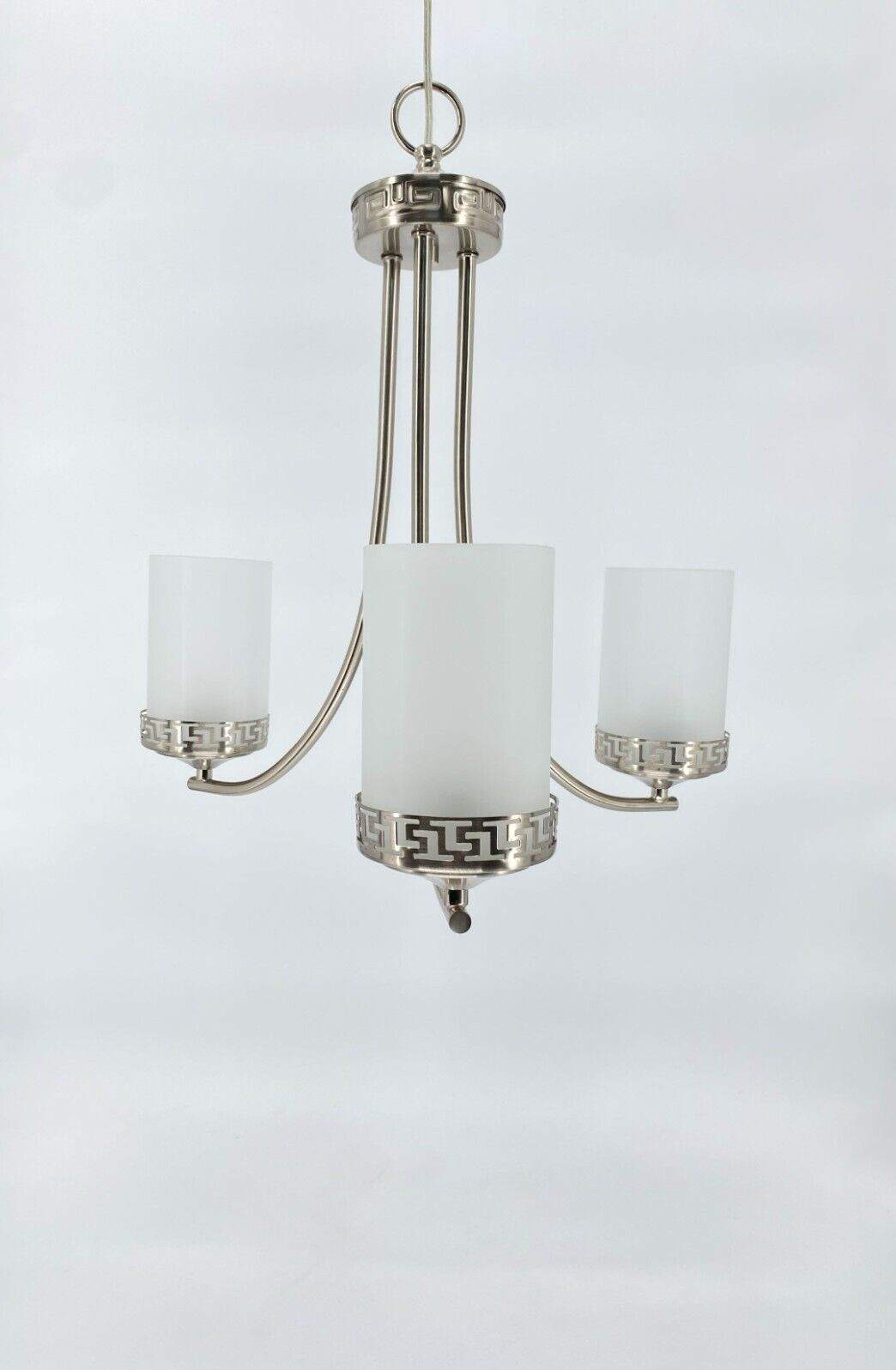 3-Light Iron Glass Brushed Nickel