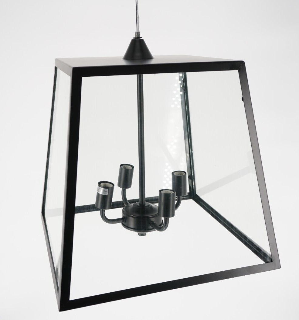 4-Light Iron Glass Black Sand