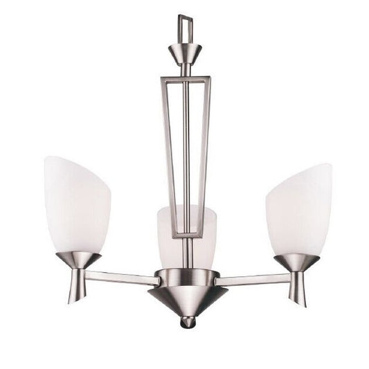 3-Light Iron Glass Brushed Nickel