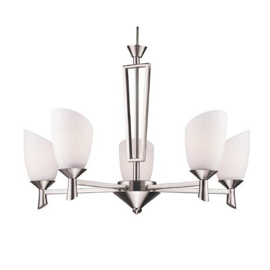 5-Light Iron Glass Brushed Nickel