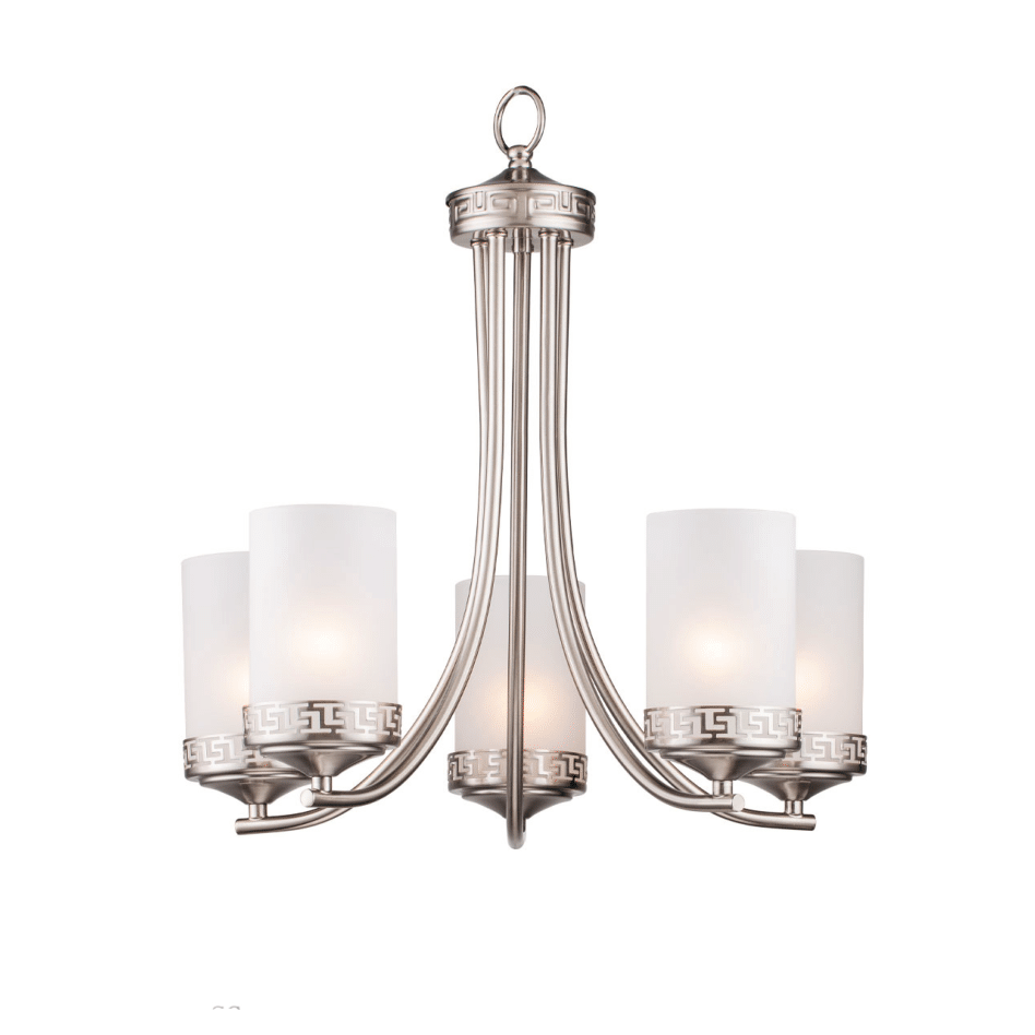 5-Light Iron Glass Brushed Nickel