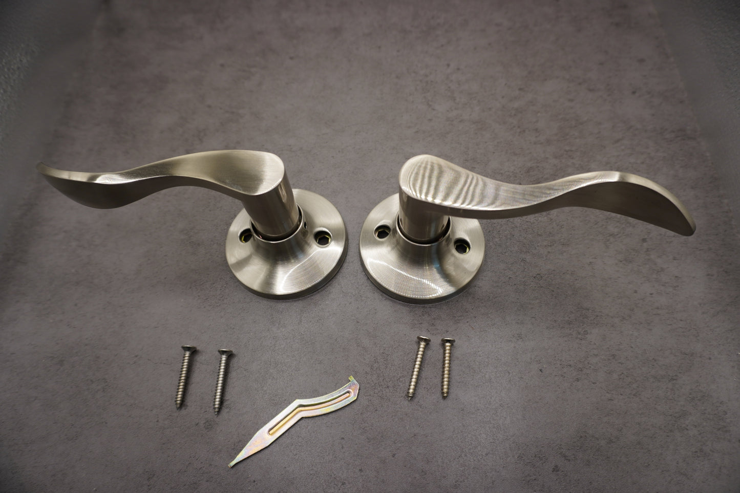 Half Moon Satin Nickel Dummy Lever Set