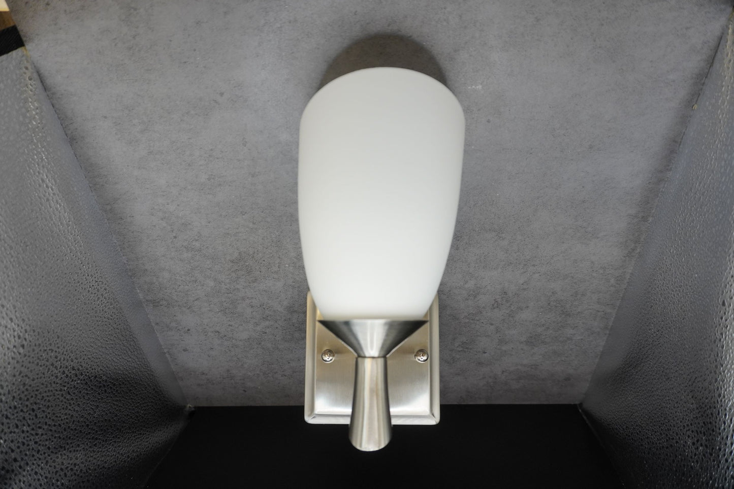 1-Light Iron Glass Brushed Nickel Vanity Light