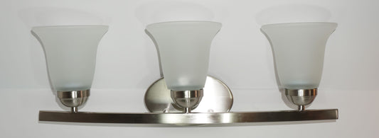 3-Light Iron Glass Brushed Nickel Vanity Light