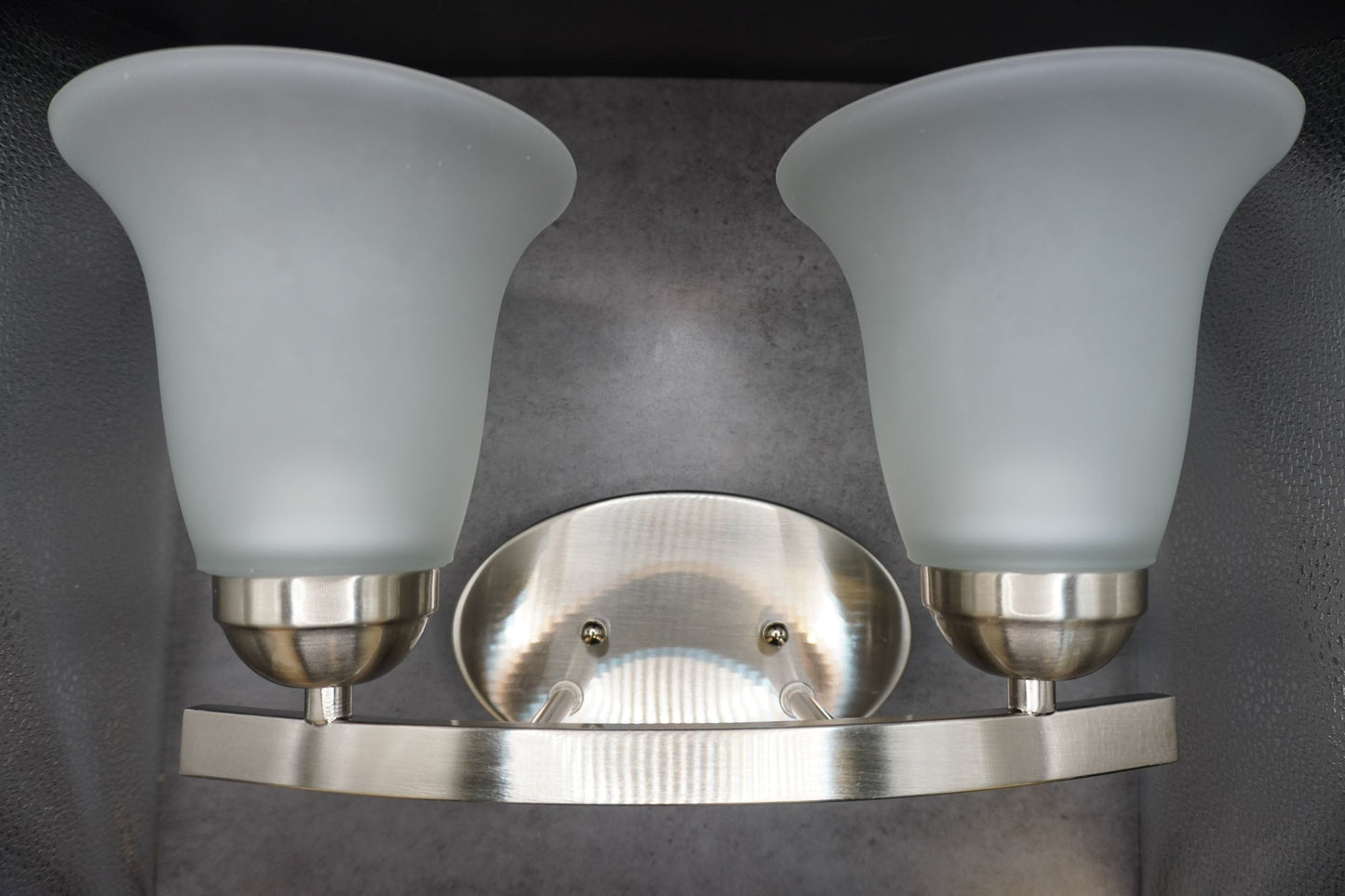 2-Light Iron Glass Brushed Nickel Vanity Light