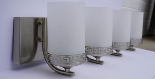 4-Light Iron Glass Brushed Nickel Vanity Light