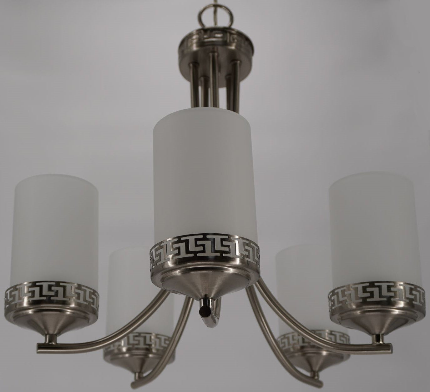 5-Light Iron Glass Brushed Nickel