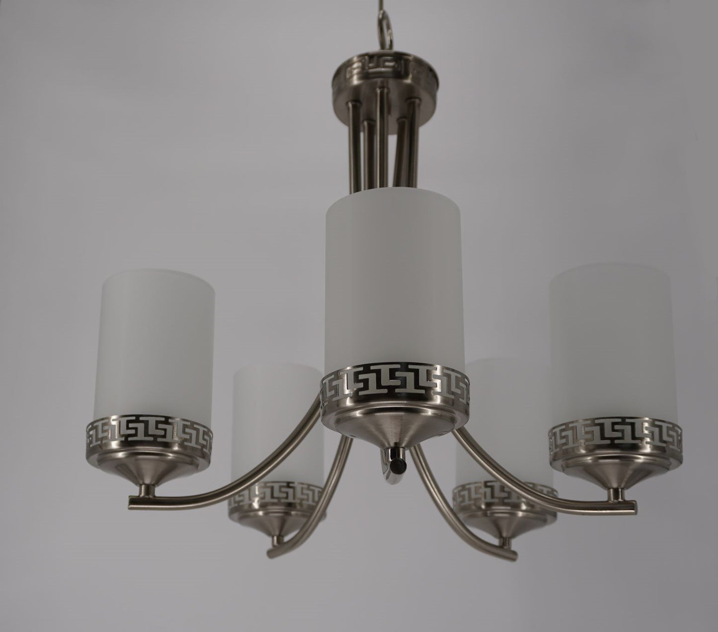 5-Light Iron Glass Brushed Nickel