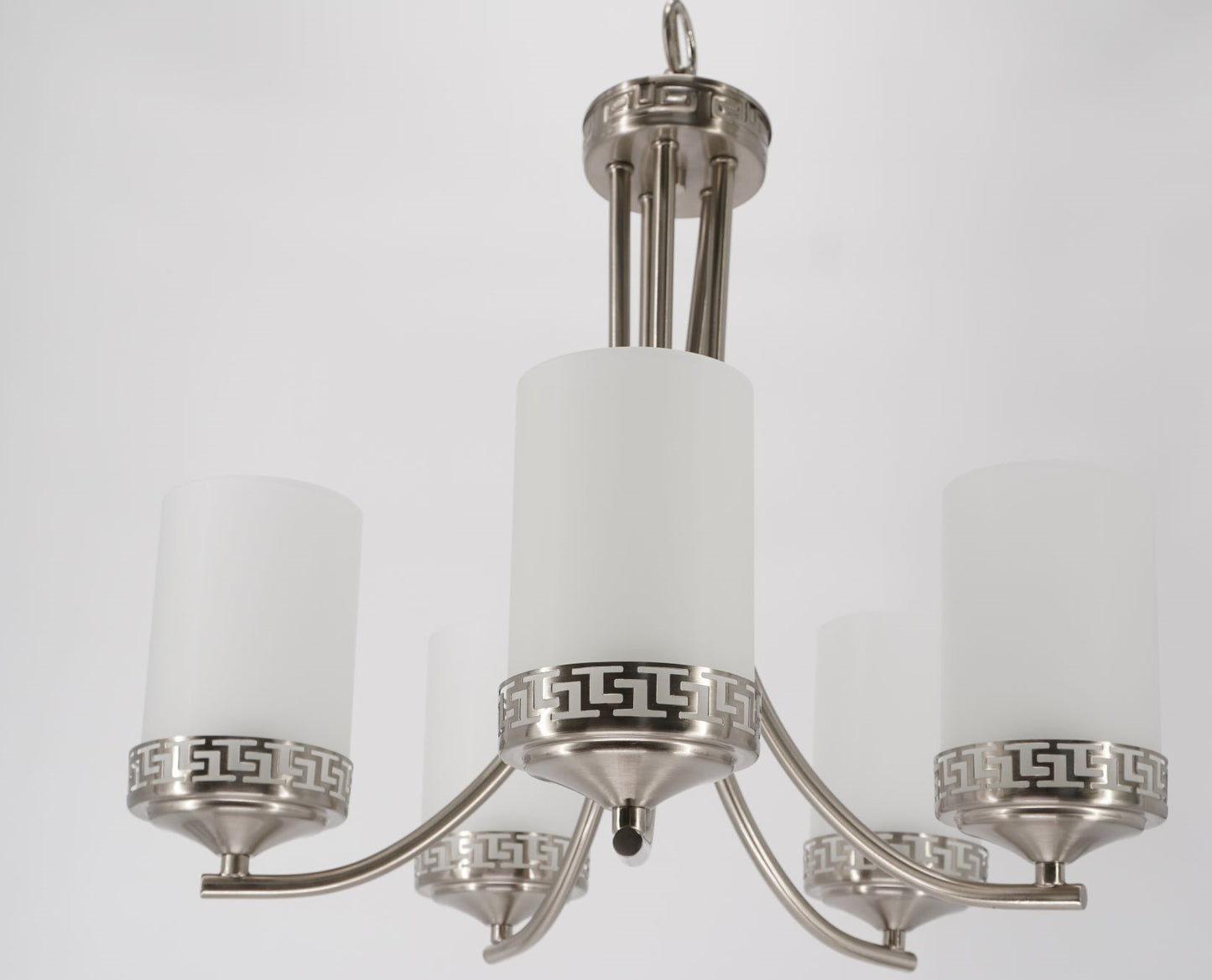 5-Light Iron Glass Brushed Nickel