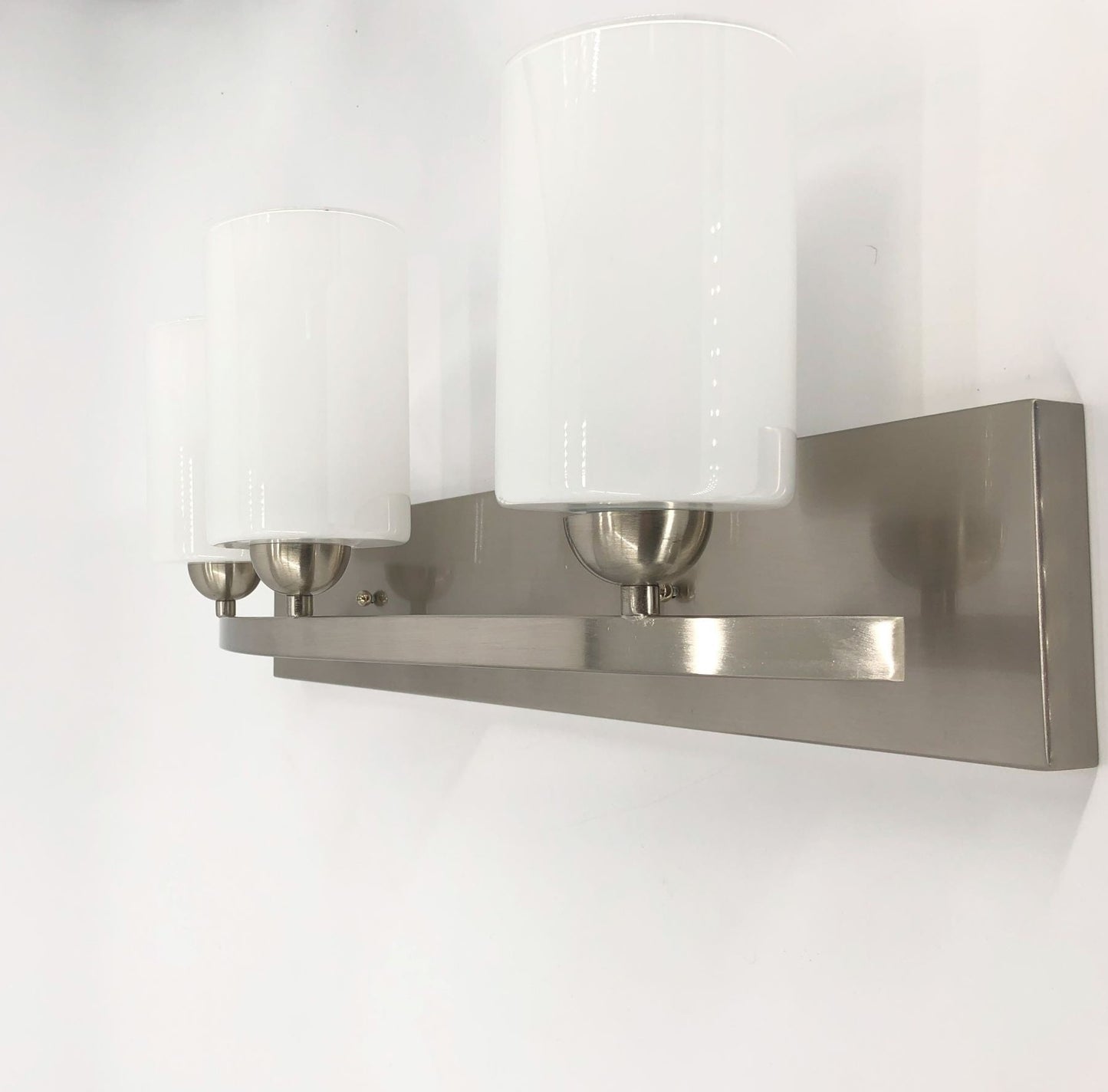 3-Light Iron Glass Brushed Nickel Vanity Light