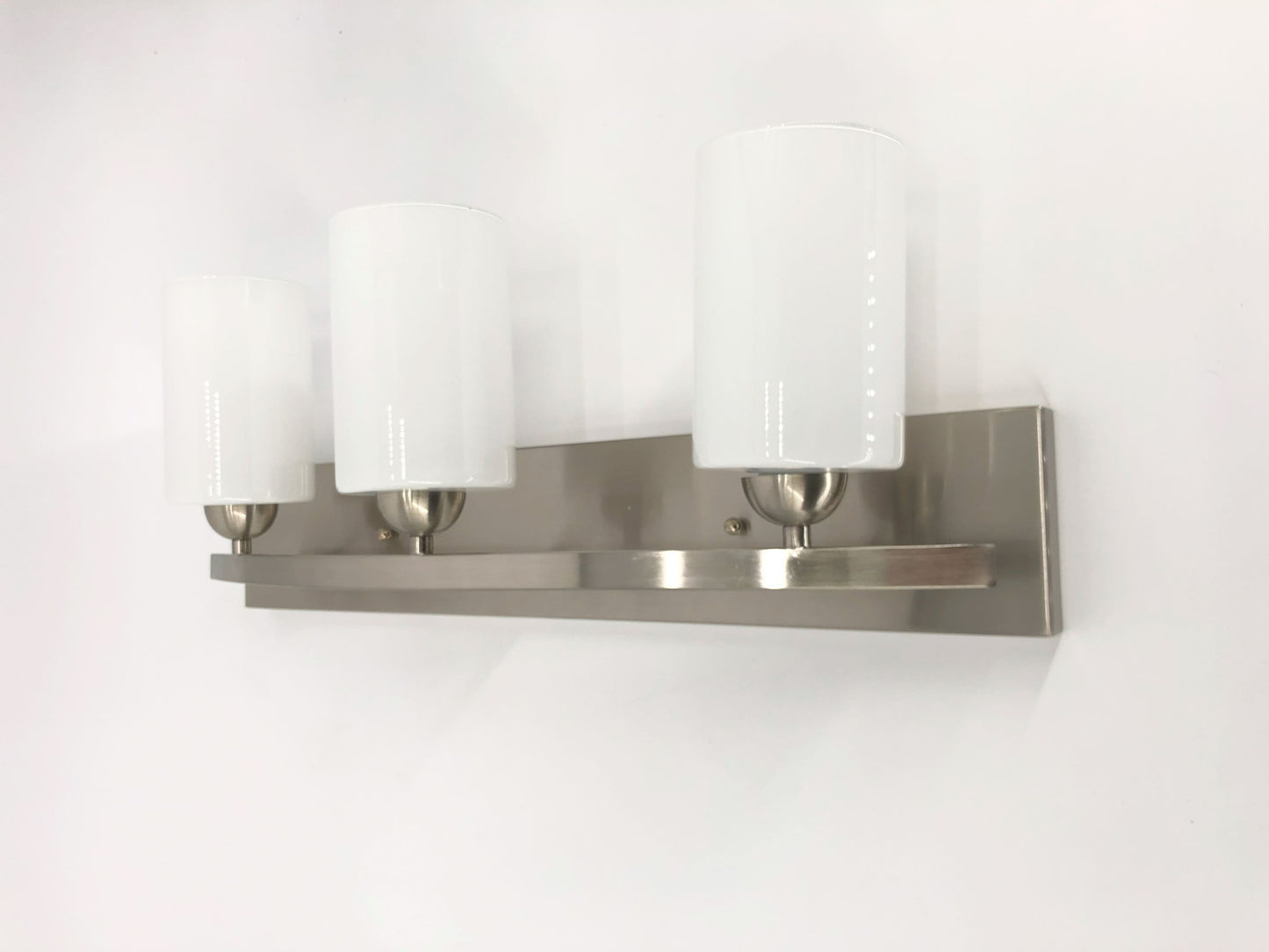 3-Light Iron Glass Brushed Nickel Vanity Light