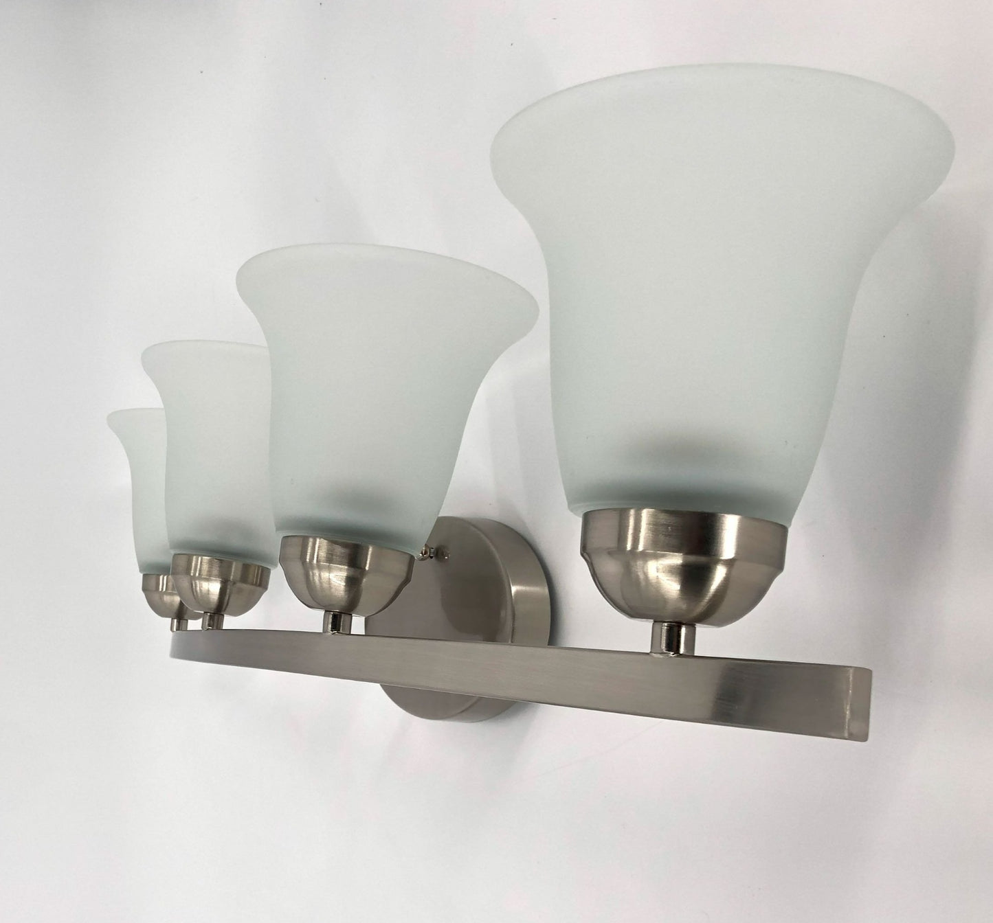 4-Light Iron Glass Brushed Nickel Vanity Light