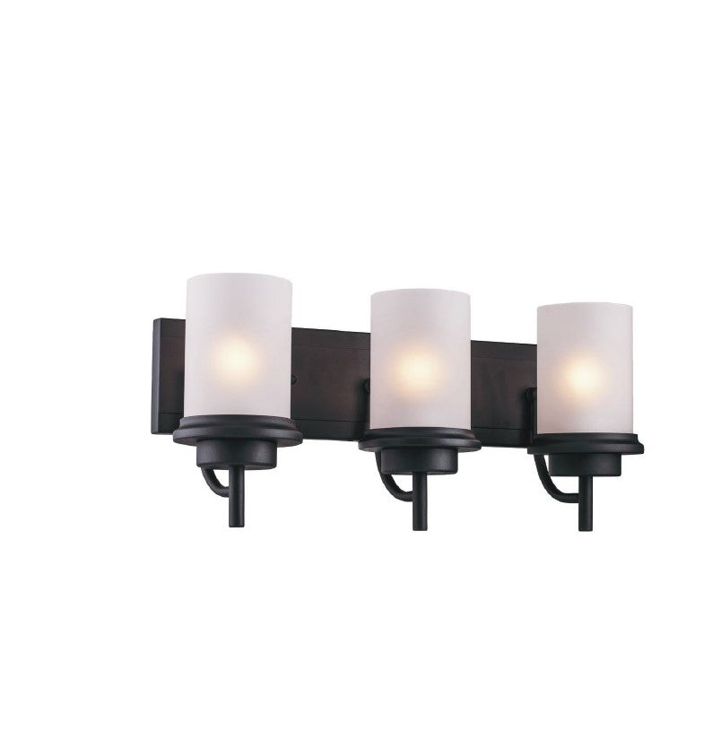 3-Light Iron Glass Black Sand Vanity Light