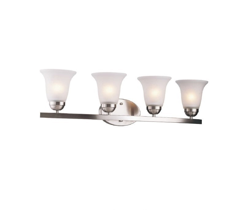 4-Light Iron Glass Brushed Nickel Vanity Light